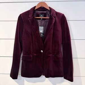 Burgundy Velvet Blazer Jules & Leopold NWT Dark Academia Chic Luxe Tailored S